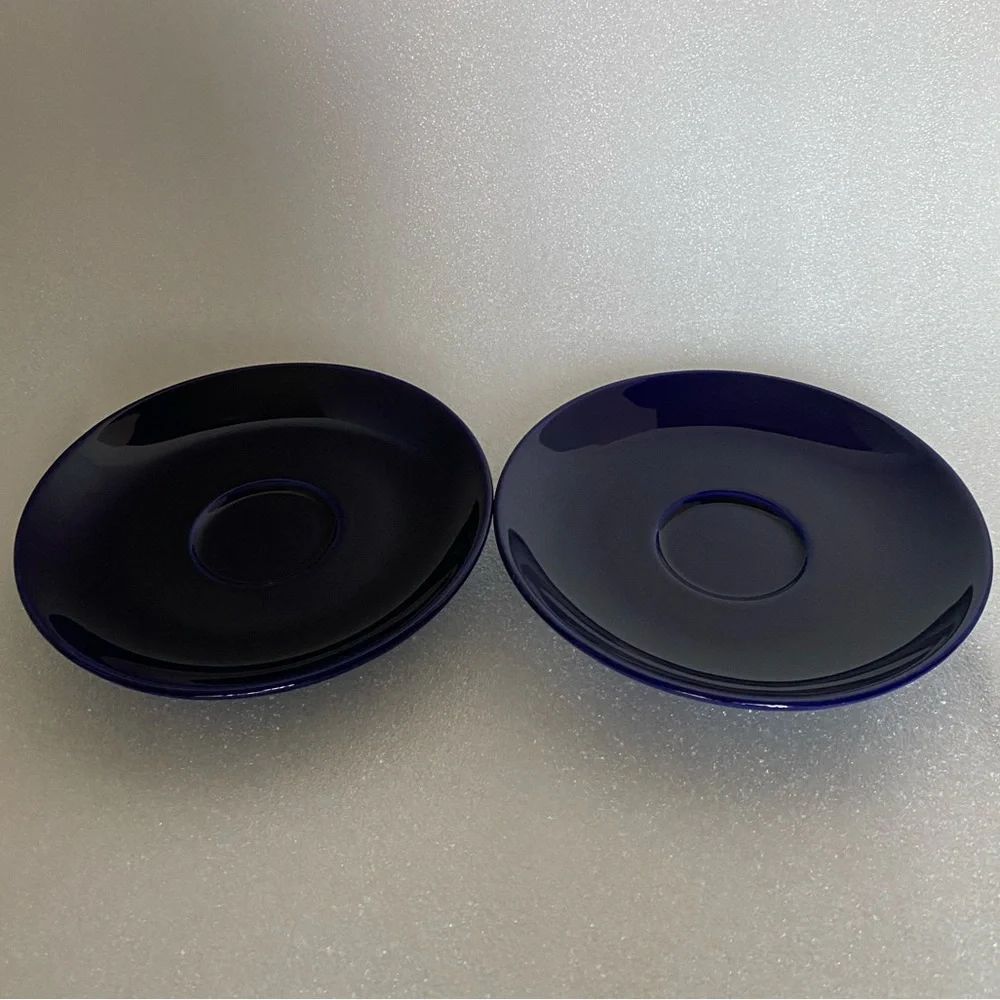 Crate&Barrel spal porcelain made in Portugal 2 saucers blue
